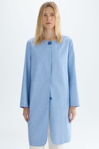 RUBBERISED LINEN STRAIGHT-FIT COAT