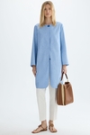 Rubberised linen straight-fit coat