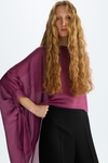 Chiffon asymmetric cape with ribbons