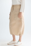 Nylon cargo cocoon midi skirt