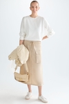 Nylon cargo cocoon midi skirt