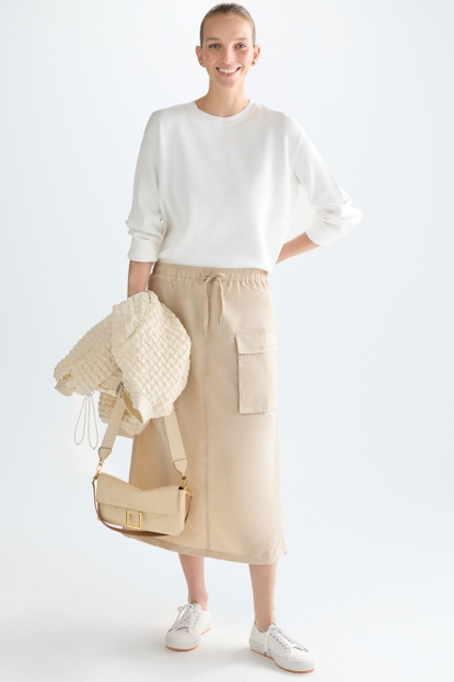 NYLON CARGO COCOON MIDI SKIRT