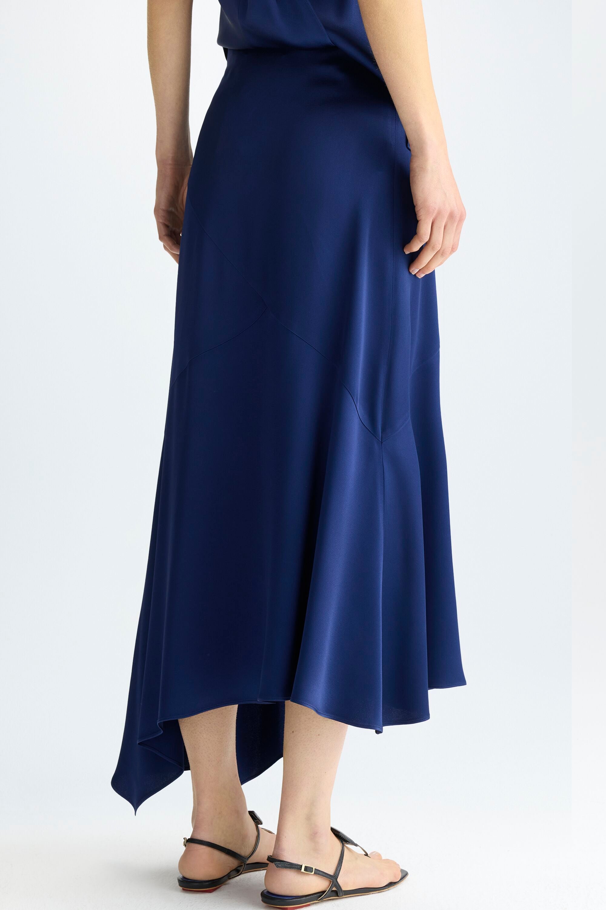 [RECTO] / ☆ 24FW ASYMMETRIC LONG SKIRT / DARK NAVY RECTO - Official Website