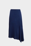 Asymmetric satin A-line skirt