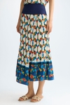 Afric8 print pleated twill A-line midi skirt