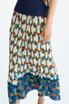 Afric8 print pleated twill A-line midi skirt