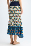 Afric8 print pleated twill A-line midi skirt