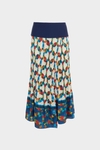 Afric8 print pleated twill A-line midi skirt