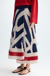 PG Lines print twill pleated midi skirt