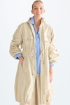 Hooded nylon oversize trench coat