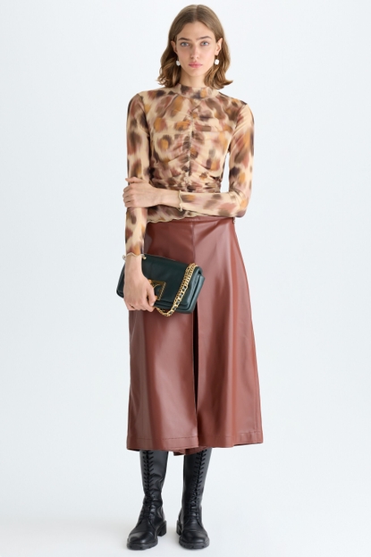 FAUX-LEATHER A-LINE CULOTTES