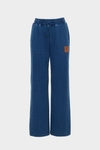 Denim effect knit straight-leg trousers