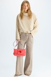 Cotton twill wide-leg trousers