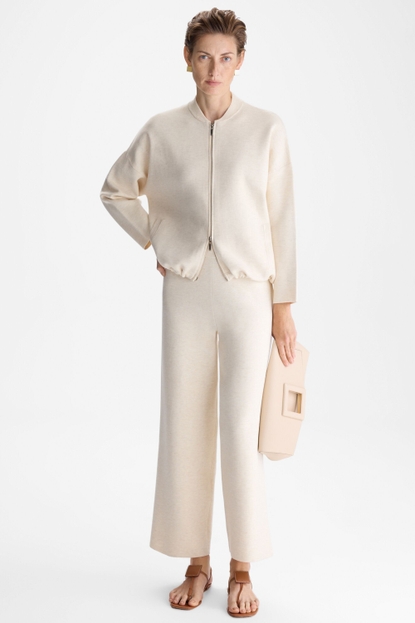 DOUBLE-FACED STRETCH-KNIT STRAIGHT-LEG TROUSERS