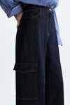 Denim cargo barrel trousers