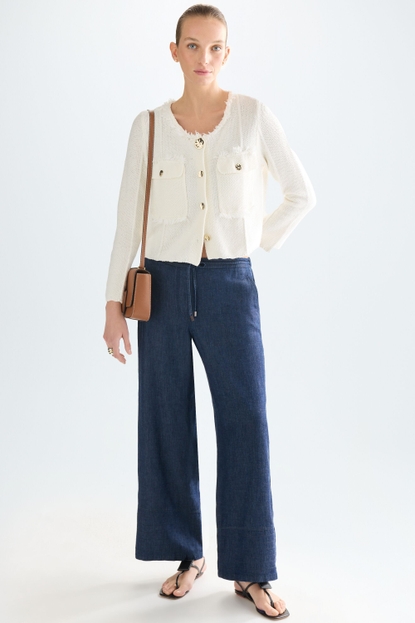 TENCEL DENIM STRAIGHT-LEG PYJAMA-STYLE TROUSERS