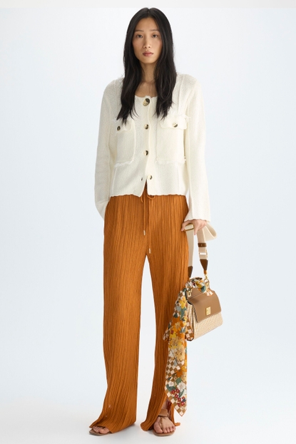 PLEATED JERSEY STRAIGHT-LEG TROUSERS