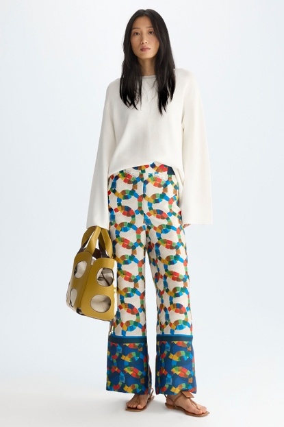 AFRIC8 PRINT TWILL WIDE-LEG TROUSERS