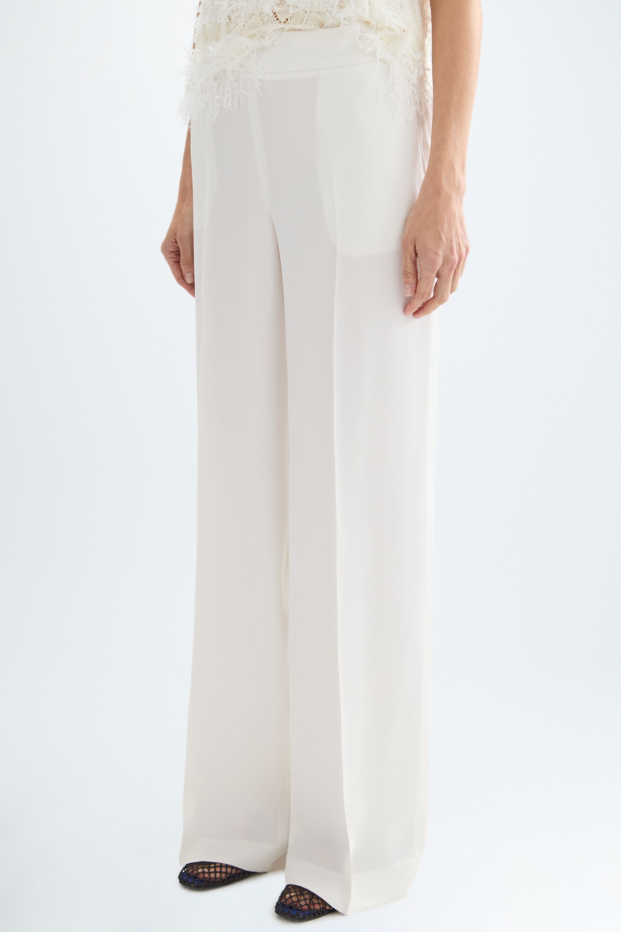 Crepe wide-leg trousers