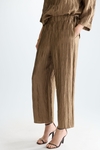 Metallic crinkle straight-leg pyjama-style trousers