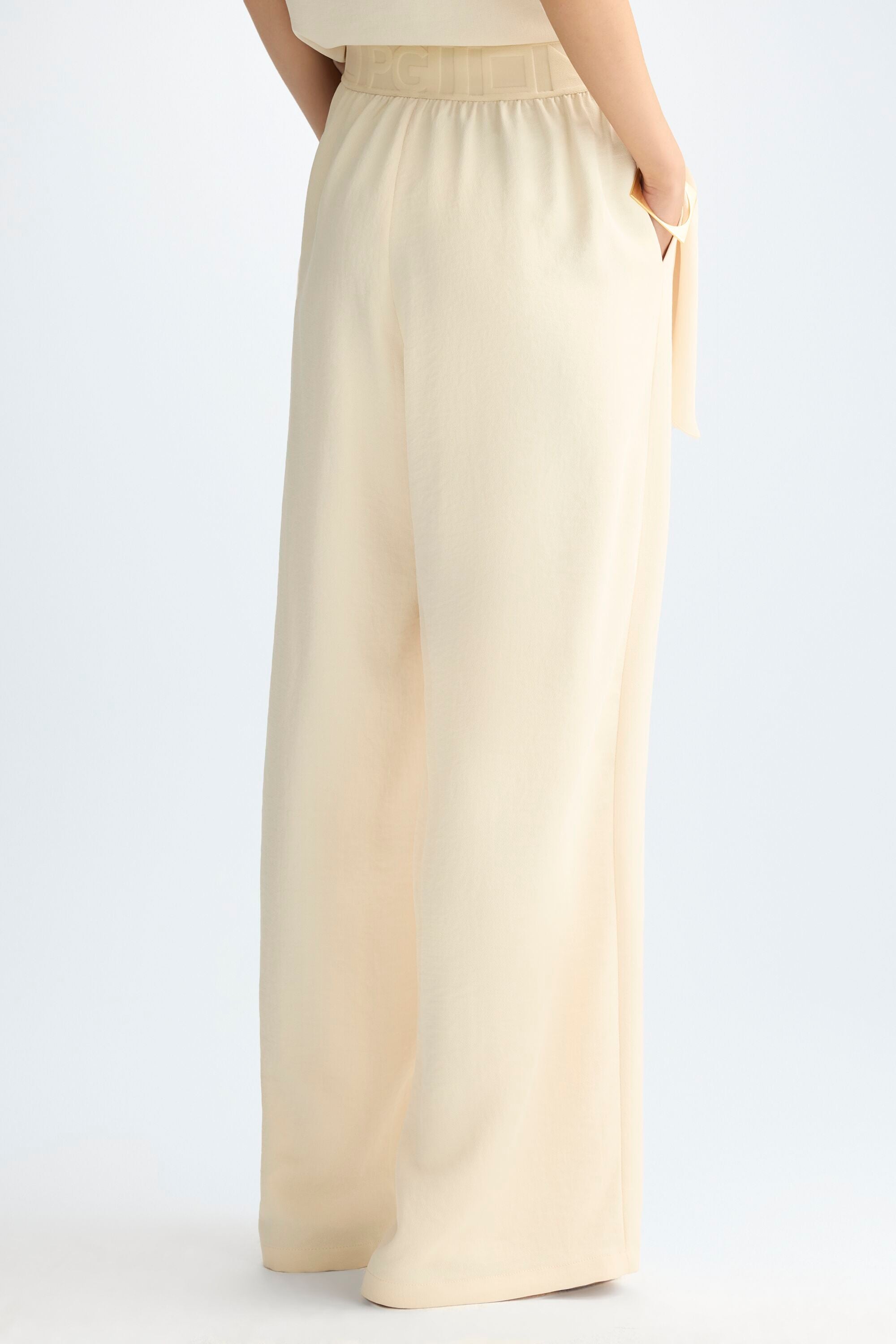 Cinta PG crepe wide-leg trousers vanilla - Purificacion
