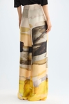 Print twill wide-leg trousers