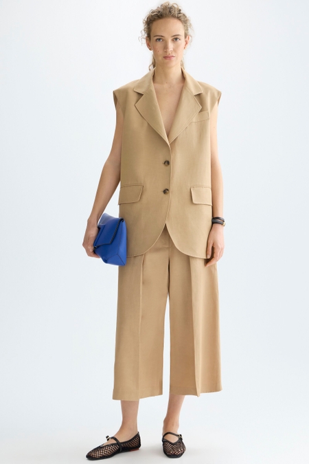 LINEN A-LINE WIDE-LEG TROUSERS