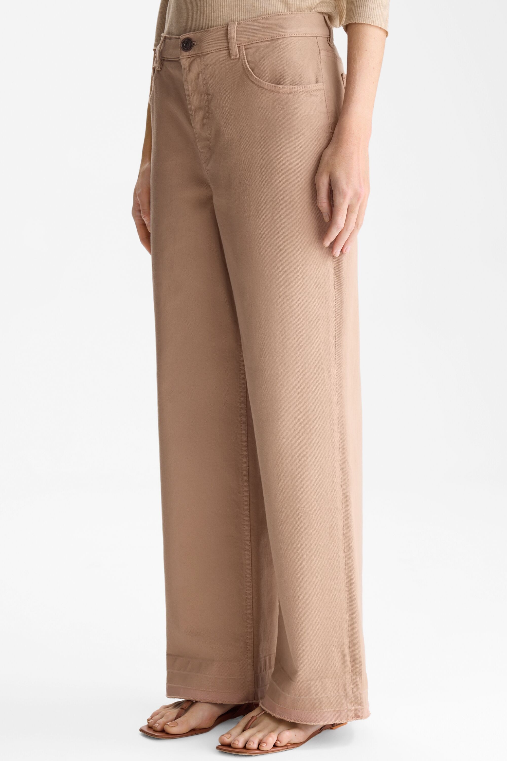 Frayed twill straight-leg trousers