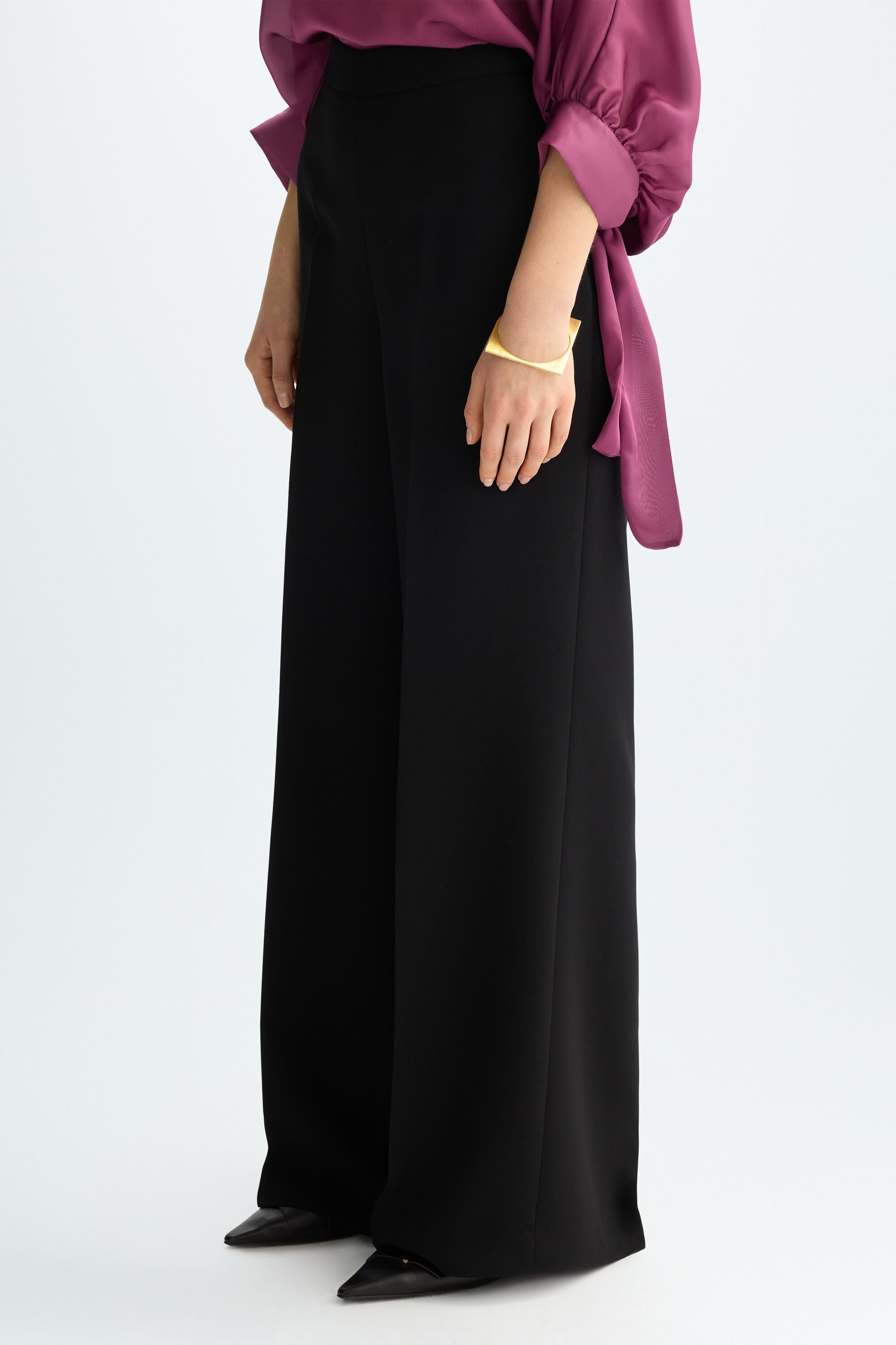 Crepé wide-leg trousers black - Purificacion Garcia United
