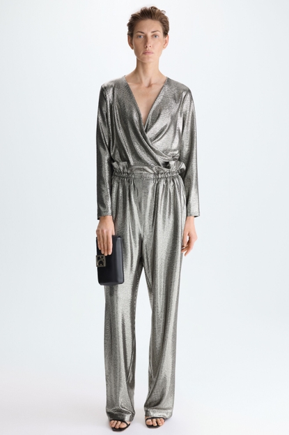 METALLIC WIDE-LEG PYJAMA-STYLE TROUSERS