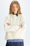 Fleece poplin straight-fit sweatshirt