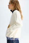 Fleece poplin straight-fit sweatshirt