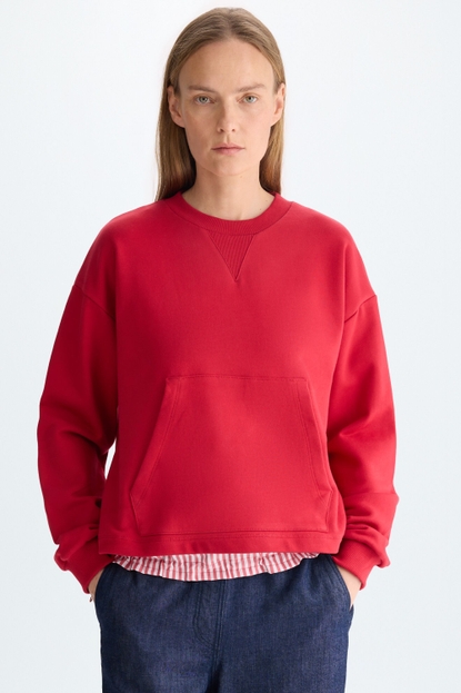 FLEECE POPLIN STRAIGHT-FIT SWEATSHIRT