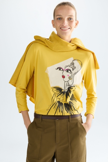 CAMISETA RECTA JERSEY DIBUJO PURPURINA