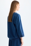 Denim-effect knit cocoon sweatshirt