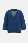 Denim-effect knit cocoon sweatshirt