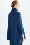 Denim-effect knit oversize long sweatshirt