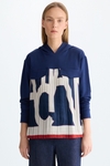 Hooded PG Lines print combined sweatshirt