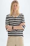 Cubes striped cotton A-line t-shirt