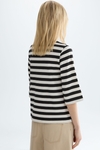 Cubes striped cotton A-line t-shirt