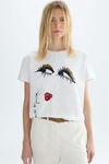 Sequinned print jersey straight-fit t-shirt