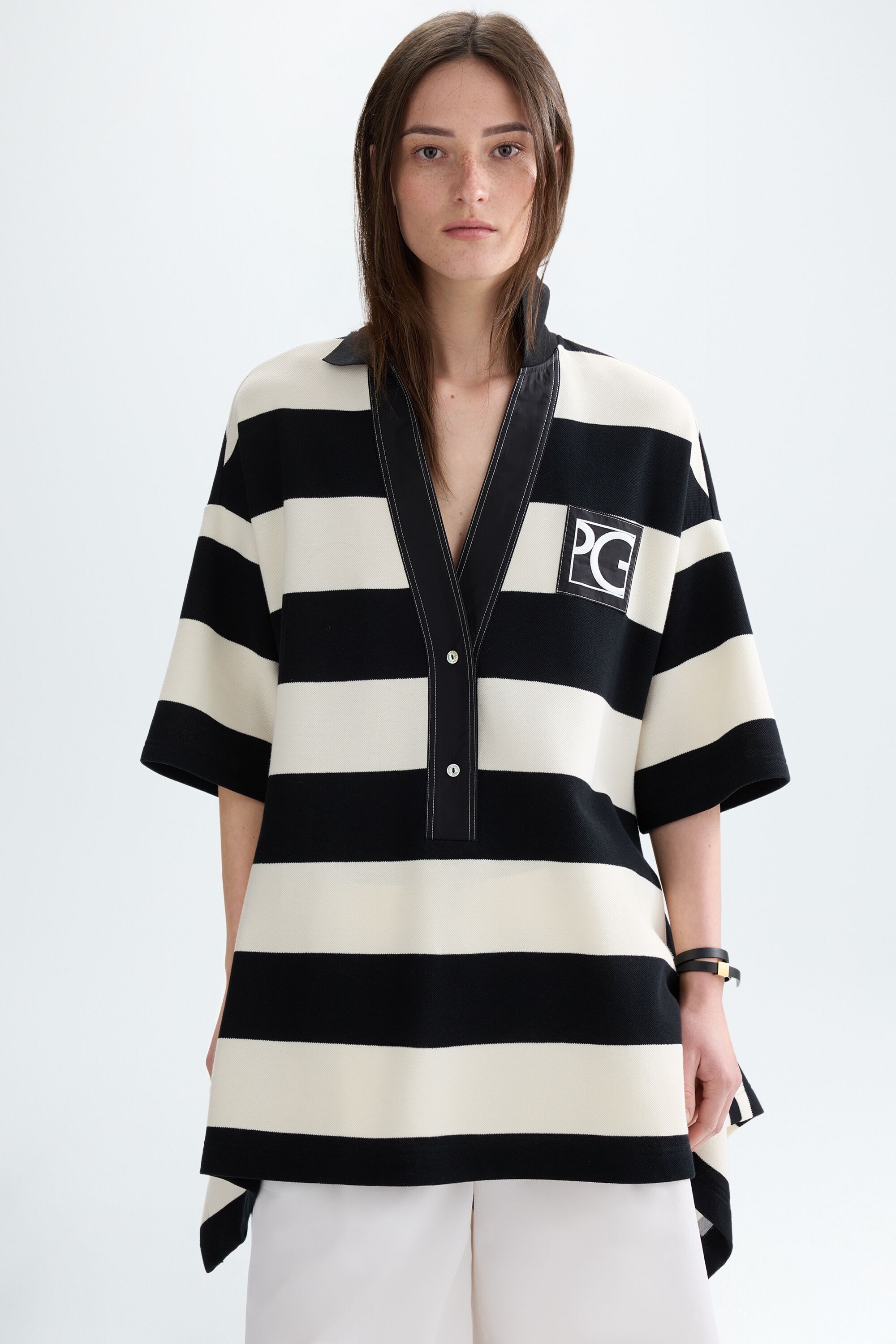 Polo oversize piqué rayas