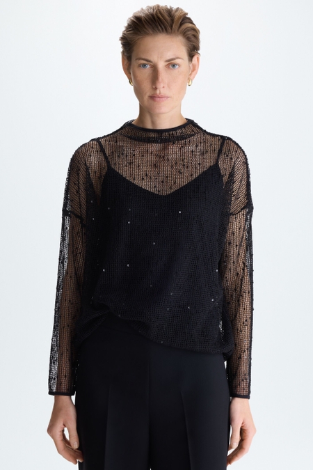 TOP OVERSIZE RED LENTEJUELAS