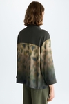 Print twill stretch knit oversize blouse