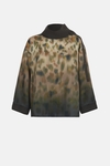 Print twill stretch knit oversize blouse