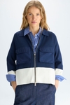 Technical pockets stretch knit A-line jacket