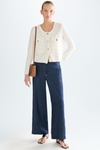 Buttoned moss stitch straight-fit short jacket