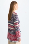 Fringed striped woven straight-fit cardigan