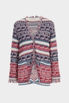 Fringed striped woven straight-fit cardigan