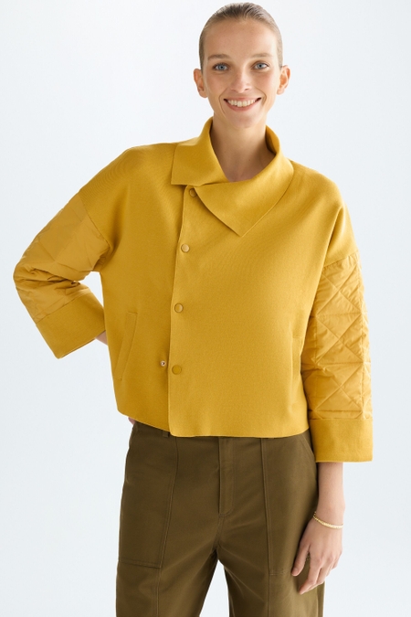 CHAQUETA CRUZADA PUNTO STRETCH NYLON ACOLCHADO ORIGAMI